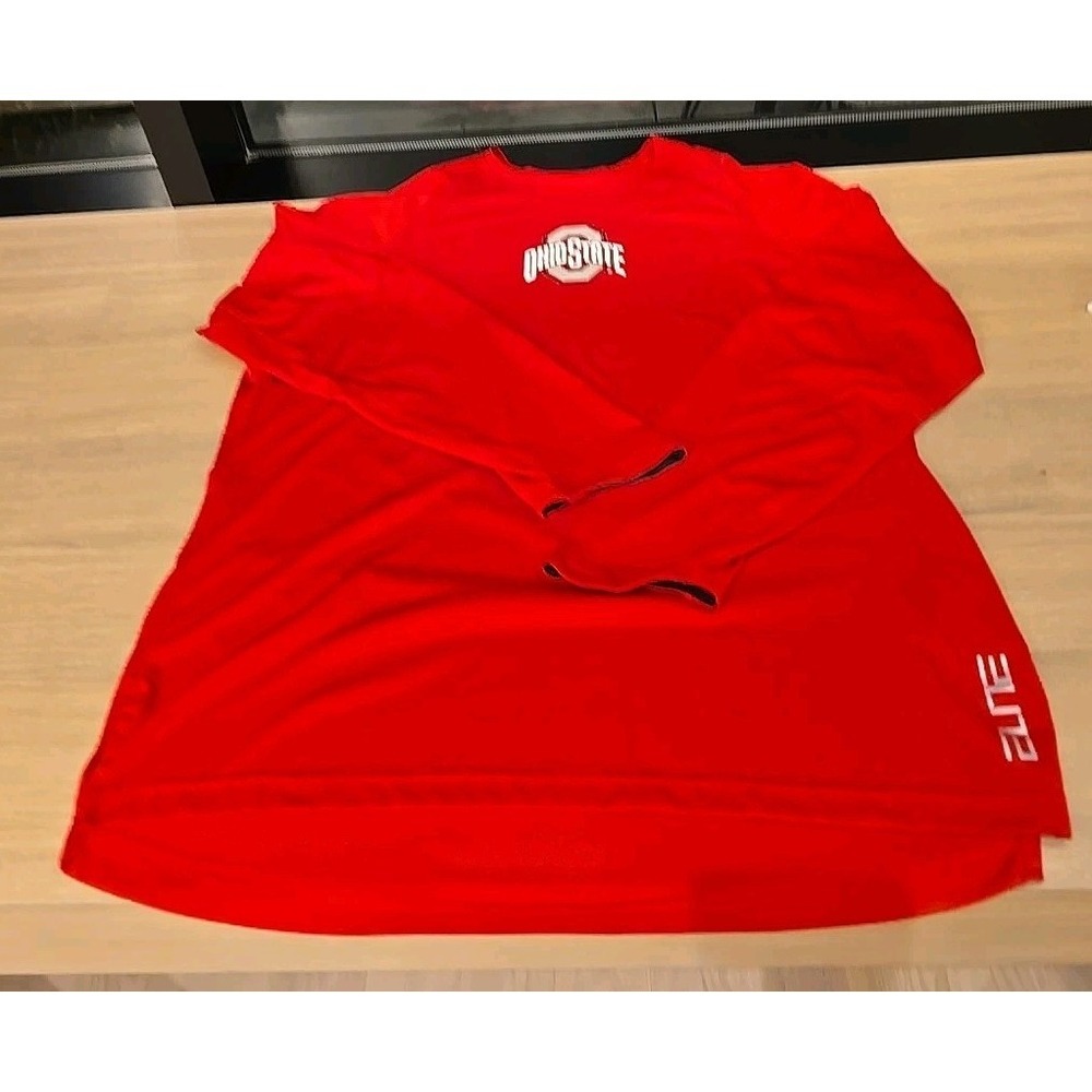 Nike Mens Shirt Ohio State Buckeyes Dri-fit XL‎ Red Elite Long Sleeve Excellent - Picture 3 of 8